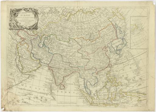 Carte d'Asie, divisée en ses différents empires et royaumes avec les nouvelles découvertes faites au Nord par différents voyageurs / dressée par J[ean-]B[aptiste] Nolin, géographe. | Carte d'Asie, divisée en ses différents empires et royaumes